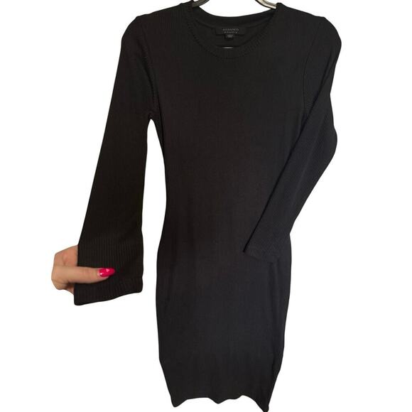 ALLSAINTS Molly Ribbed Open Back Long Sleeve Midi Dress Size 6 - Picture 2 of 13